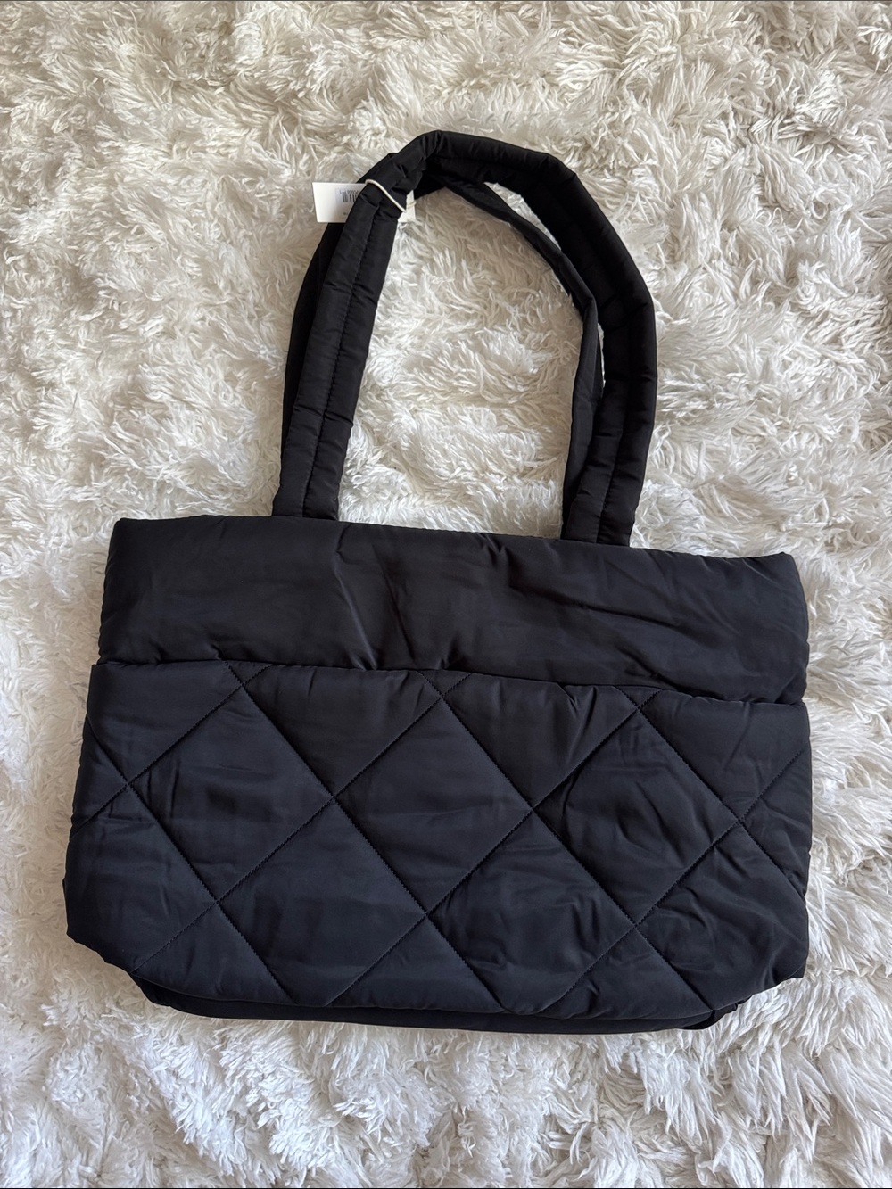 Quilted Black Tote Bag